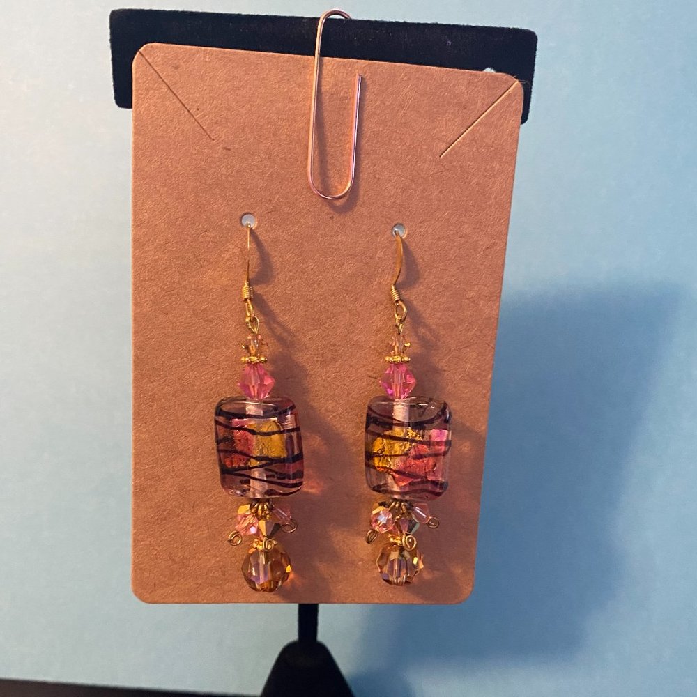 Handmade pink dangle earrings